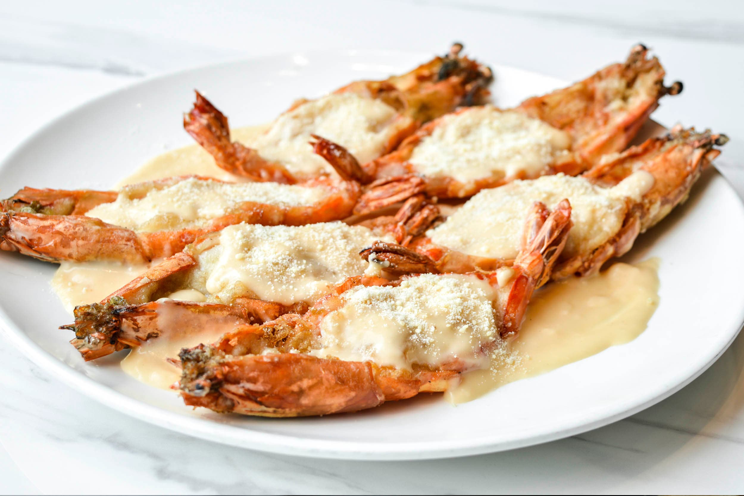 Baked tiger prawns with cheese (6 pcs)
