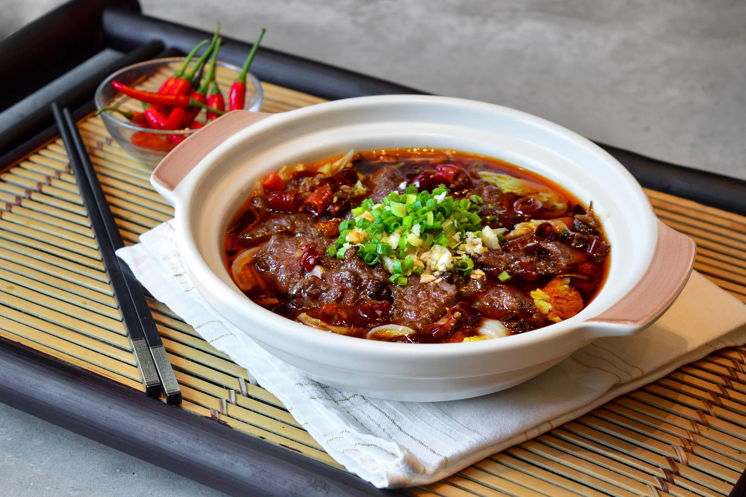 Beef in spicy Szechuan broth