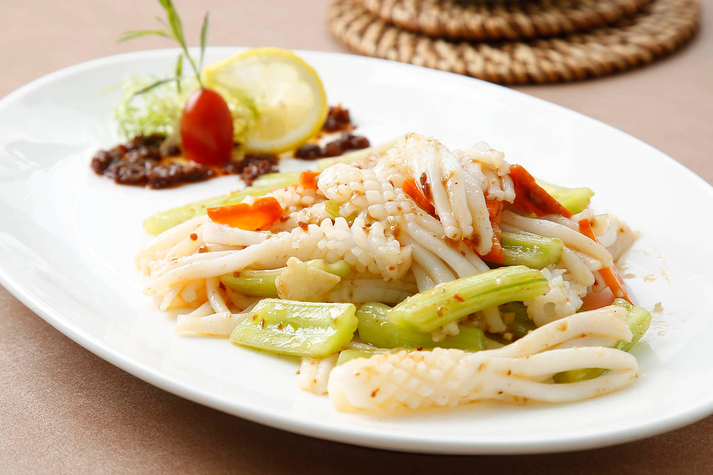 Wok-fried squid with belacan